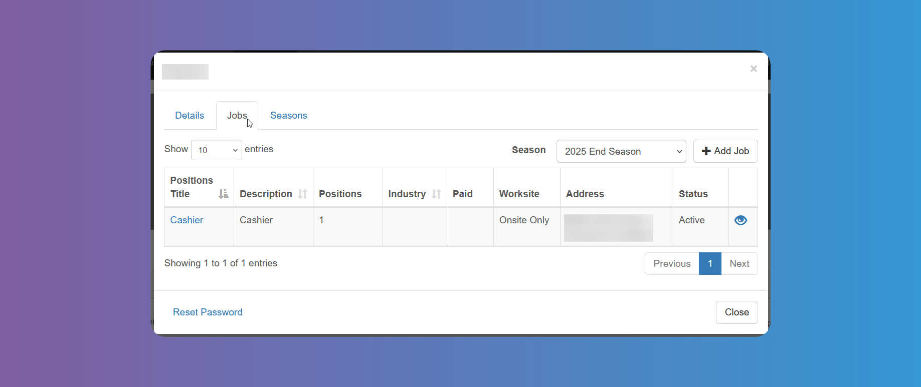 Provider Jobs Tab