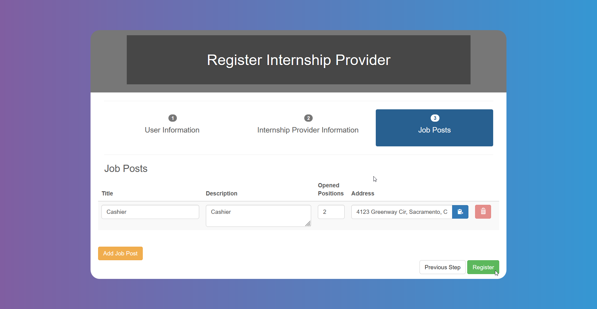 Provider Register 3