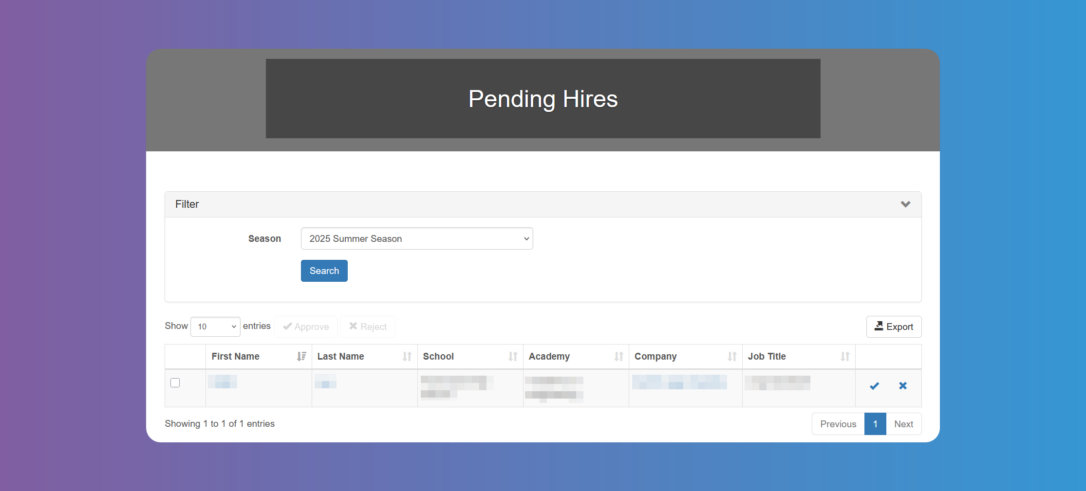 Reports Pending Hires