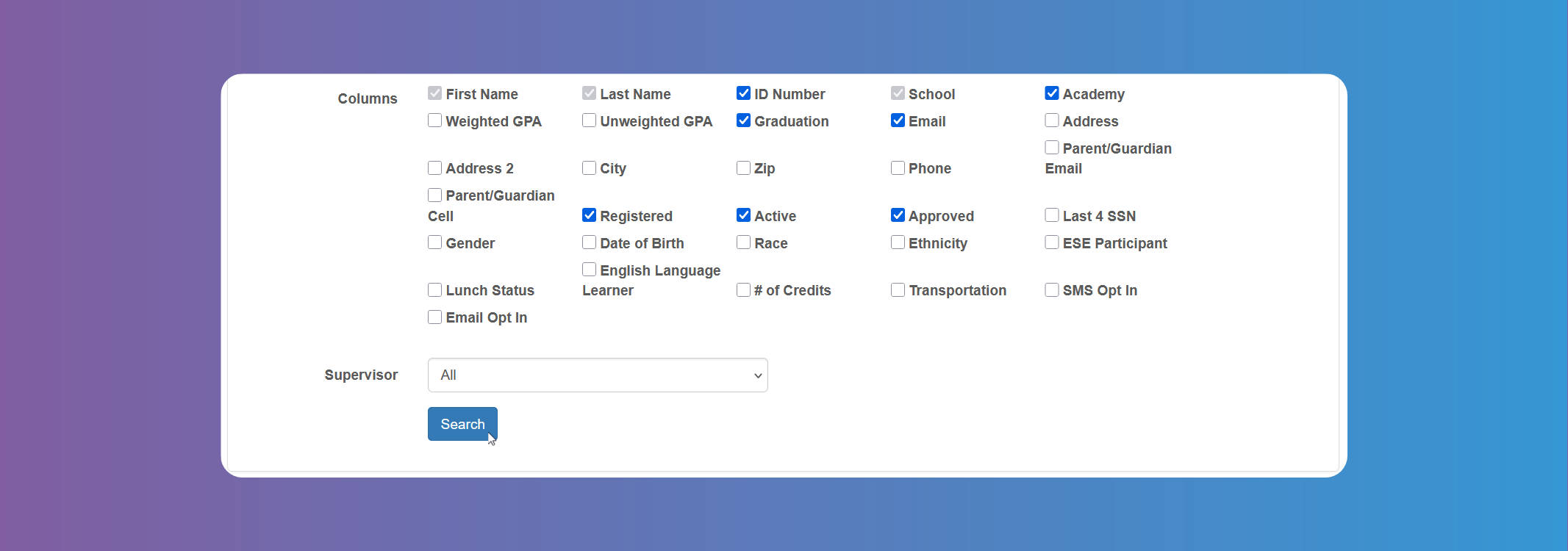 Students Reports Filters 2