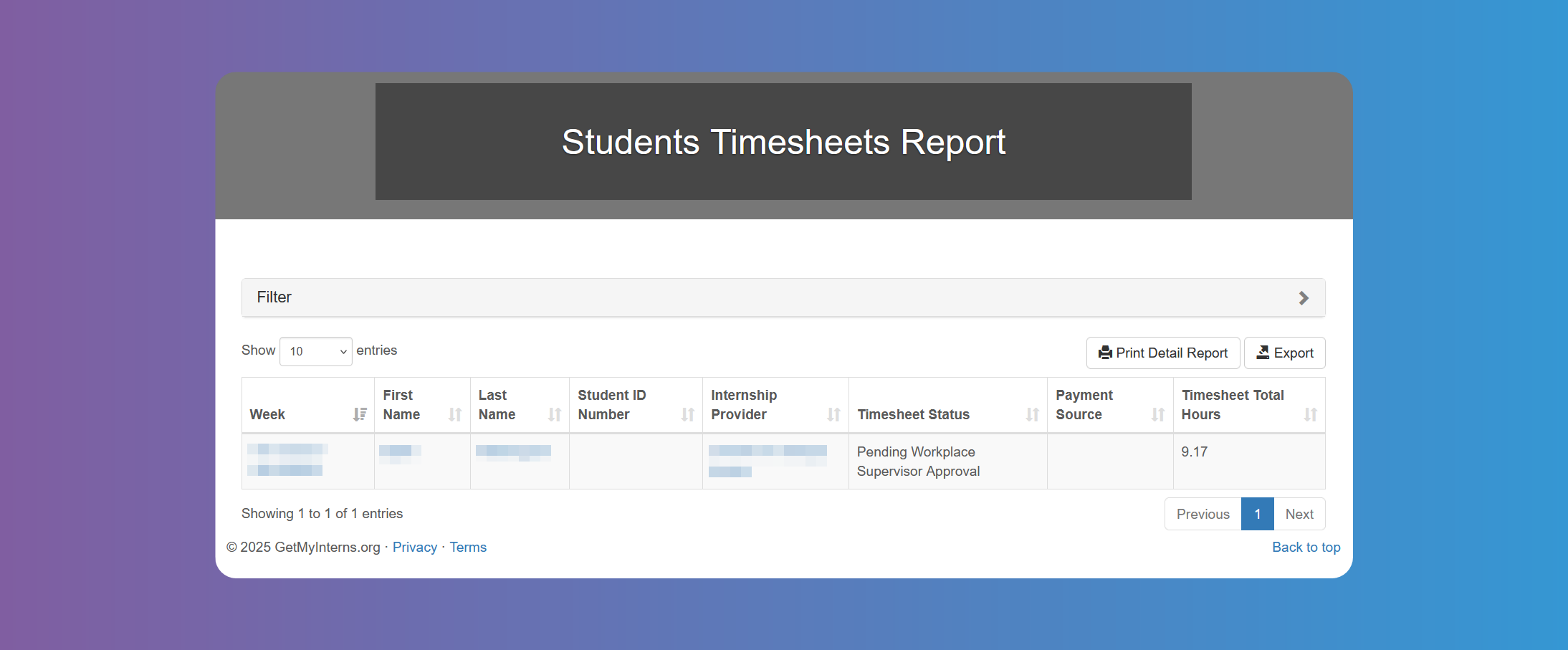 Students Timesheets