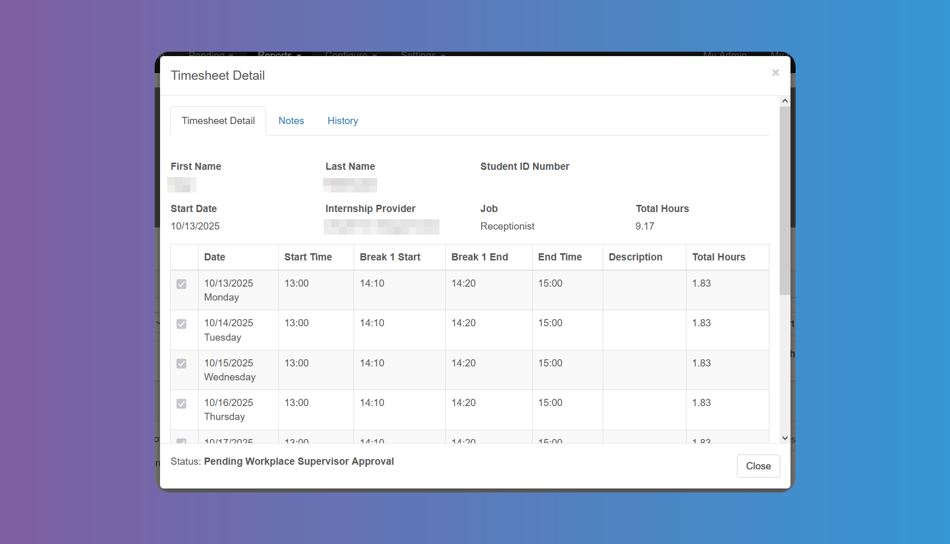 Timesheets Details