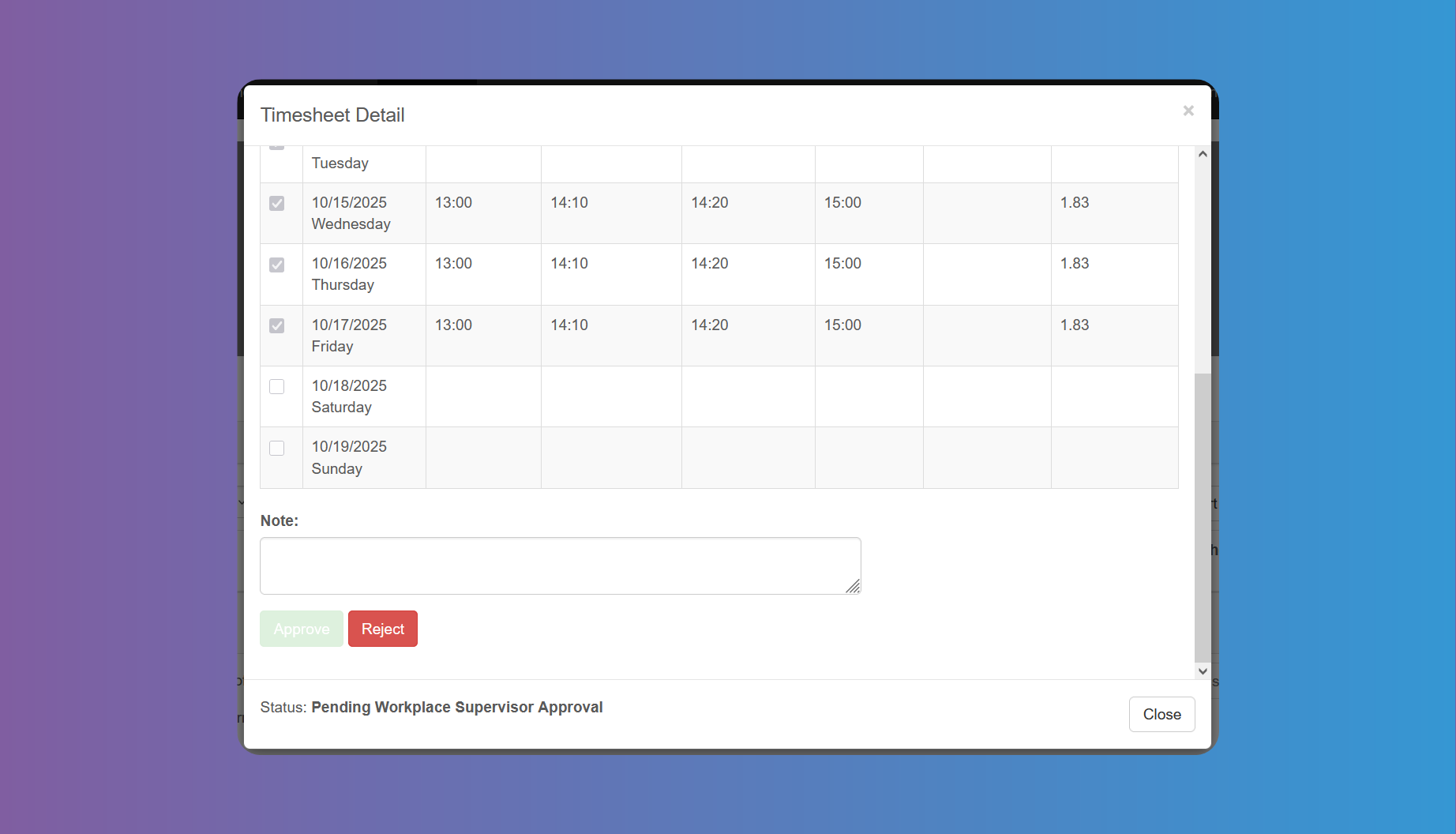 Timesheets Details